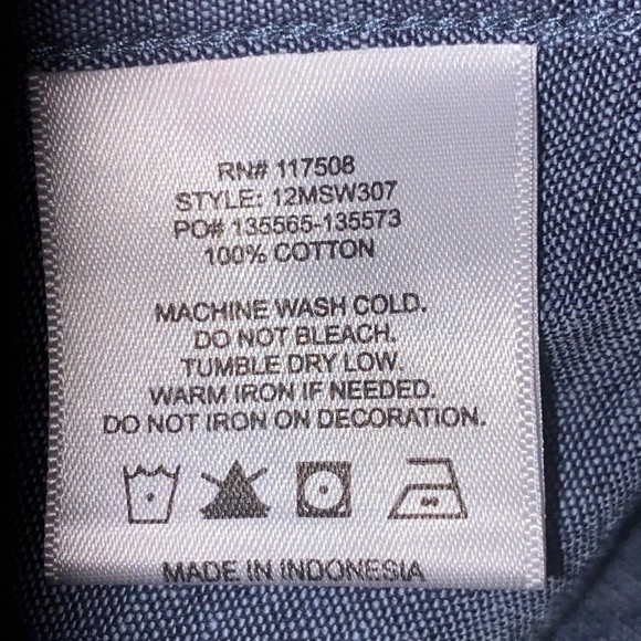 JUNK FOOD Hughes Button Up Shirt Short Sleeve heathery look Blue size Small - Picture 9 of 11